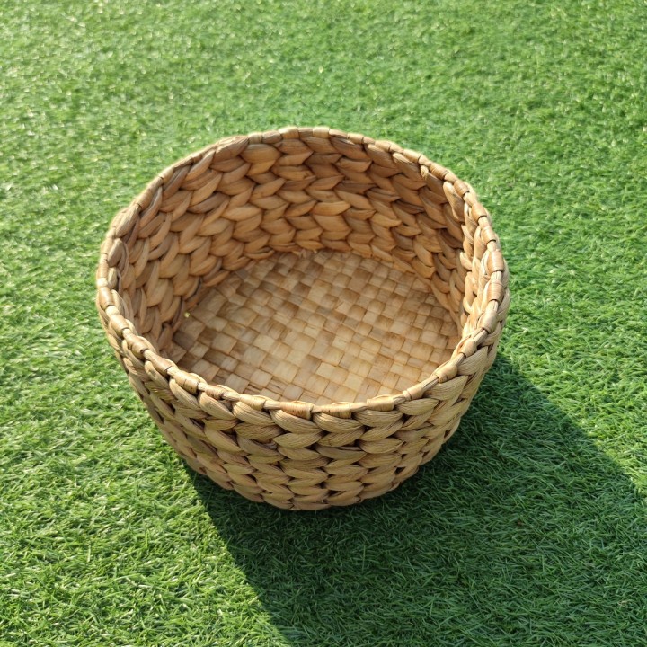 50 Keranjang Tray Mini Pot Bulat Ceper Besar Enceng Gondok - 24x24x12cm