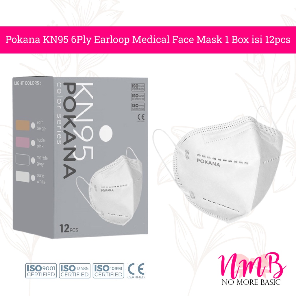 Masker Pokana KN95 6ply Earloop Medical Face Mask Adult 1 Box isi 12 Masker KN95 Dewasa POKA