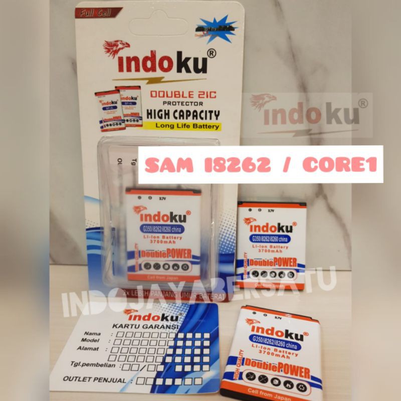 Baterai INDOKU Samsung Galaxy Core 1 / Baterry G350 i8262 / i8260 Batre Double Power Double IC 3700