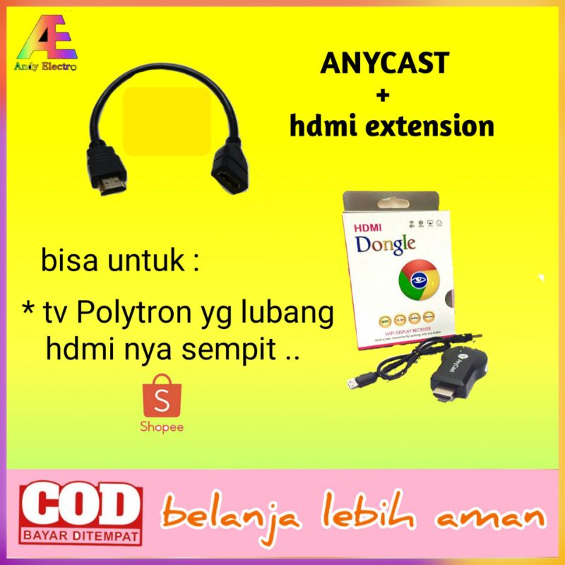 Anycast + Sambungan hdmi extension | Hdmi dongle | Anycast dongle | Hdmi hp ke tv lcd led | Sambunga