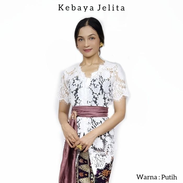 Kebaya Sabrina Lengan Pendek Jelita Putih 008