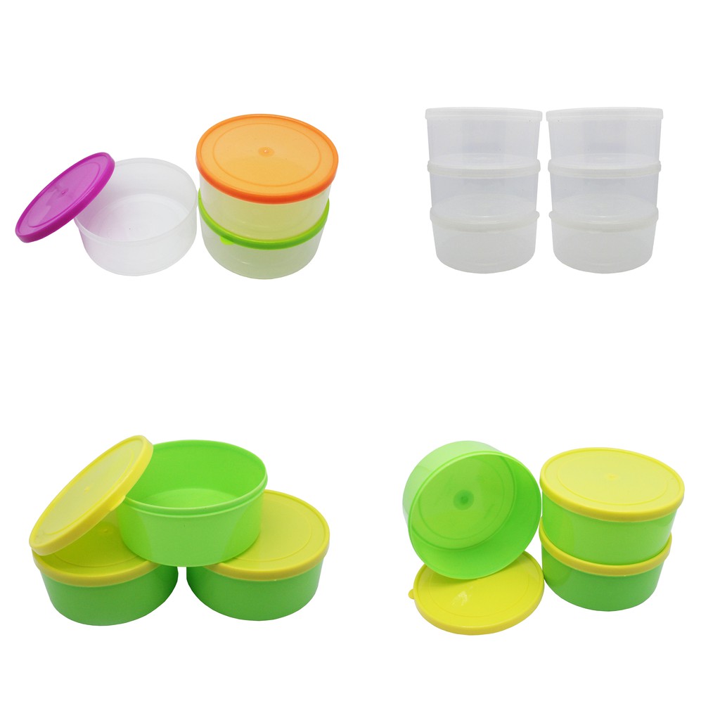 Toples Plastik Bulat 6 Pcs / Toples Kue Kering / Toples Nastar 500 gram