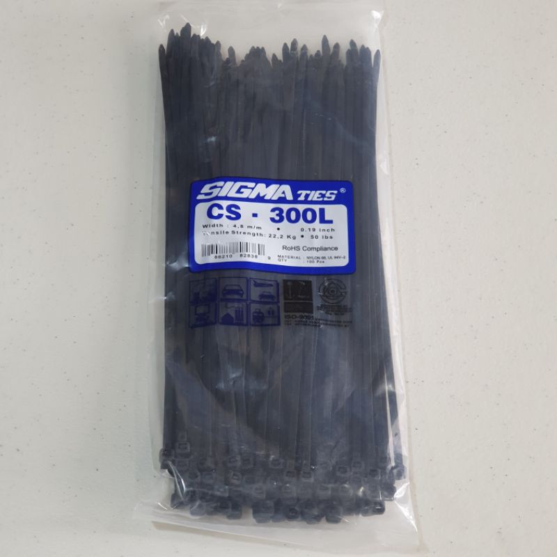 

Kabel Tis Ties / Sigma Ties CS 300-L HITAM - Panjang 30 cm Lebar 4.8mm