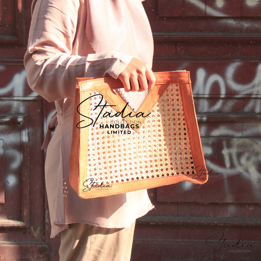 Hand Bag Wanita Import Original Leather | Tote Bag Tas Anyaman Rotan