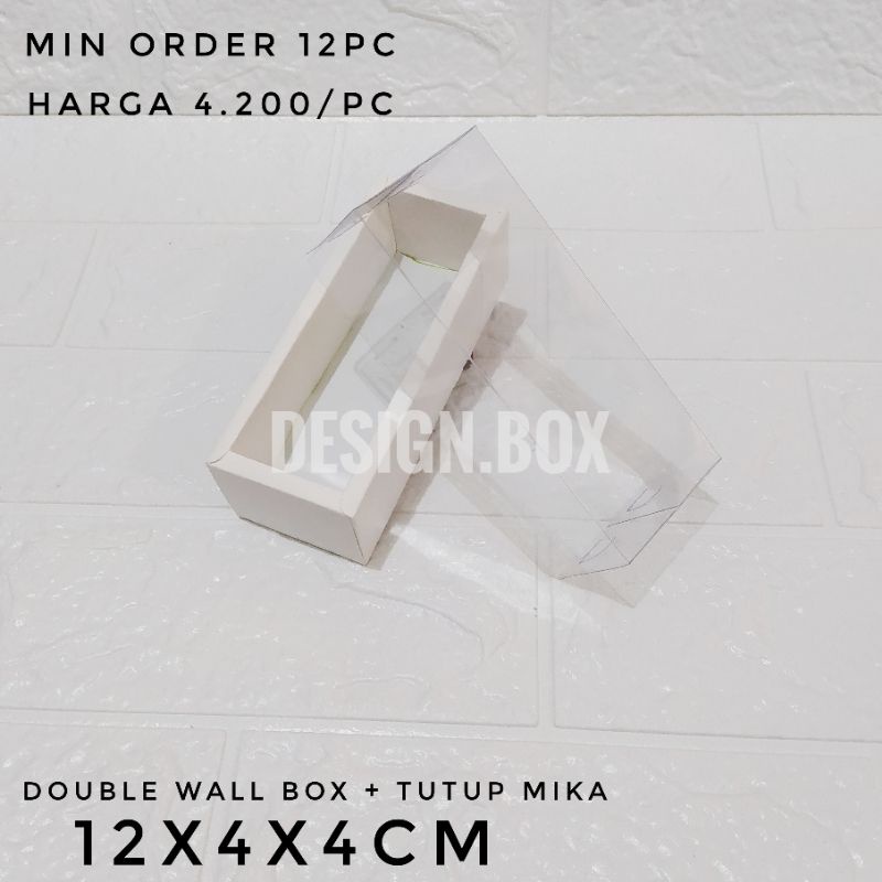 

DOUBLE WALL MIKA 12x4x4cm PUTIH | PACKAGING MACARON | KEMASAN | DUS SOUVENIR DOUBLE WALL TUTUP MIKA