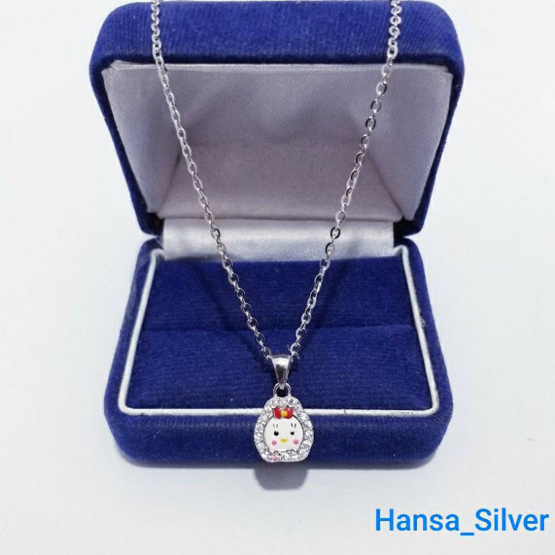  Kalung Perak Anak  Silver 925 Lapis Emas Putih Hello Kitty 