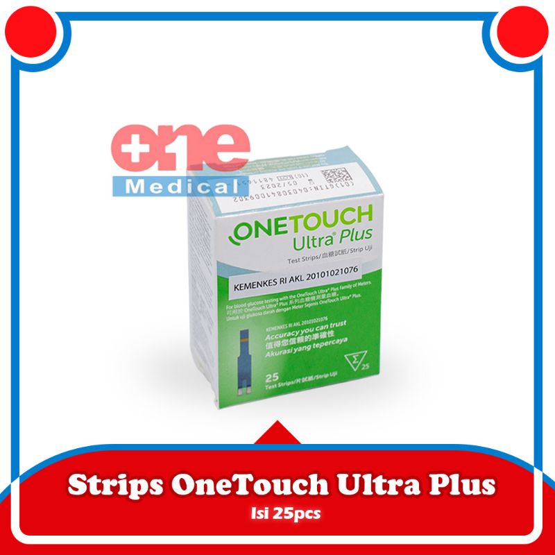 Original Strip OneTouch Ultra Plus isi 25 Tes Strip Glucose Exp Baru