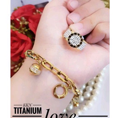 Set Perhiasan Wanita Gold Titanium Import 219225