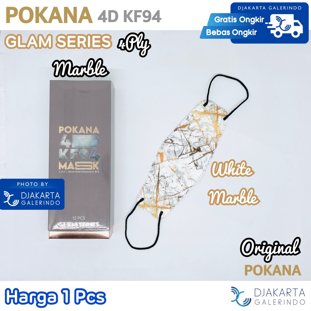 Masker POKANA 4D KF94 Marble / Marbel Glam Series Original Pokana