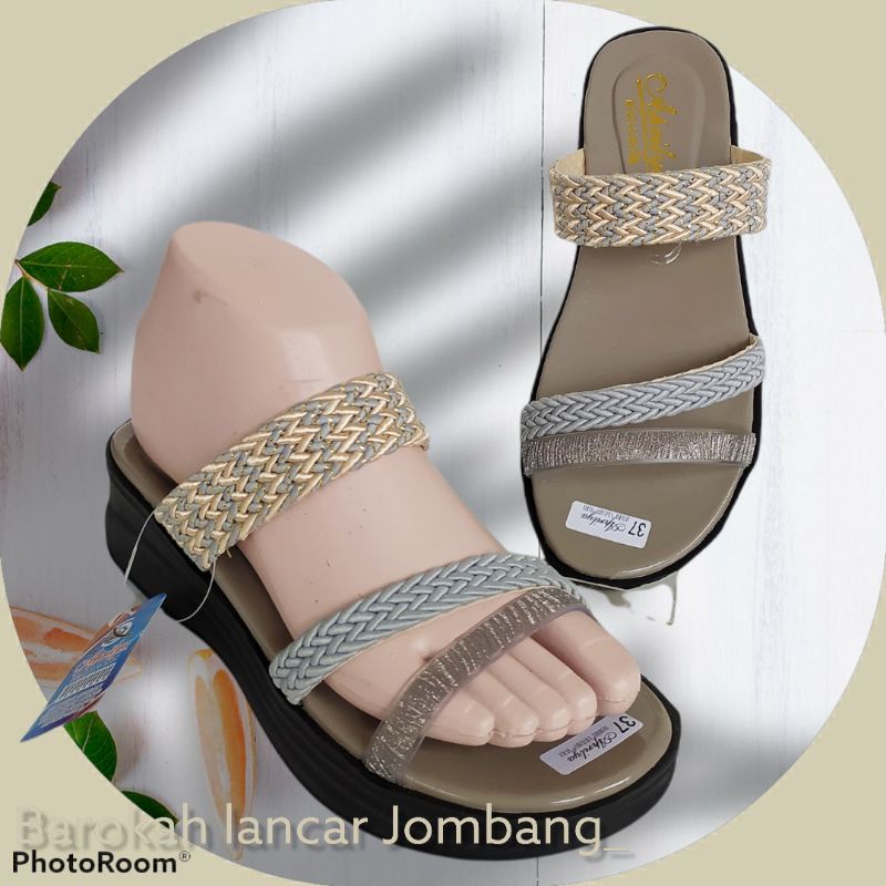 WEDGES SANDAL WANITA WEDGES RAJUT ANYAMAN APRILYA AR 12 SIZE 37-40