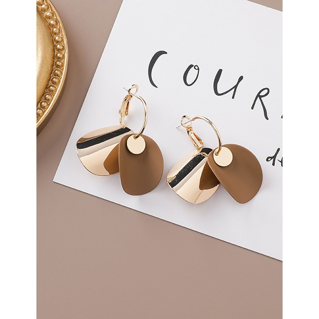 LRC Anting Tusuk Fashion Gold 925 Silver Needle Curved Round Geometric Earrings D49906