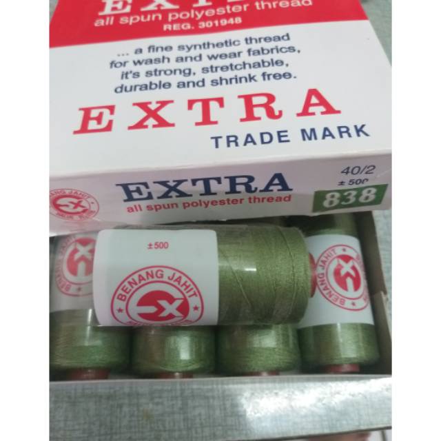 Benang jahit extra hijau (838) 500 yards