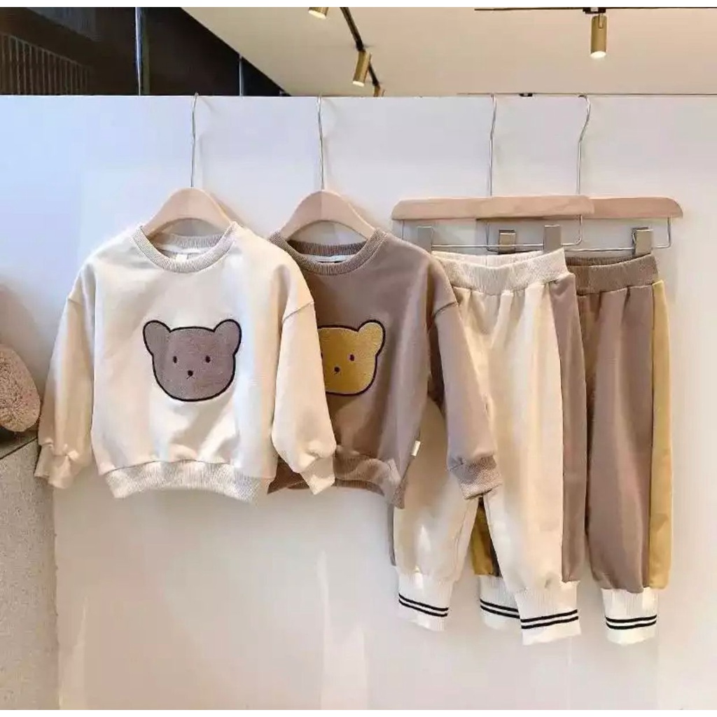 SETELAN SWEATER BERUANG ANAK 1-5 TAHUN / SETELAN SWITER ANAK PEREMPUAN MOTIF BERUANG / SETELAN SWITER ANAK / SETELAN SWITER ANAK TERLARIS / SETELAN SWEATER ANAK TERBARU