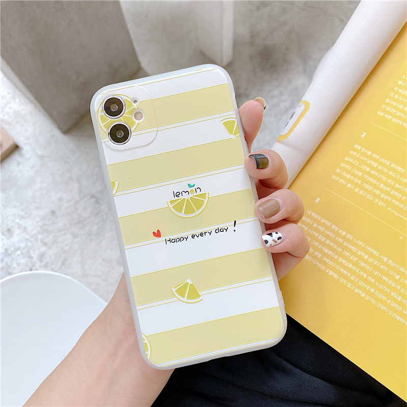 Case Samsung A50 A50s A30s A12 A52 A32 A72 A02s A51 A71 A21s A11 M11 J2prime J7prime A10s A20 A30 A10 A20s A750 M10 A70 A7 2018 3D Embossed Cute Fruit Lemon Soft TPU Cover Oppo A92 A52 A72 A53 2020 A33 2020 Reno4-Y2
