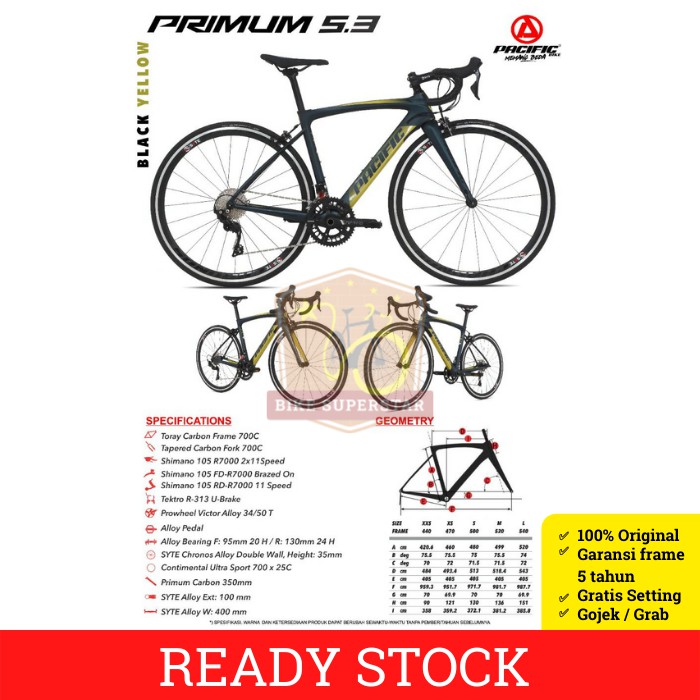 Road Bike Pacific Primum 5.3 Carbon 11 Speed U Brake