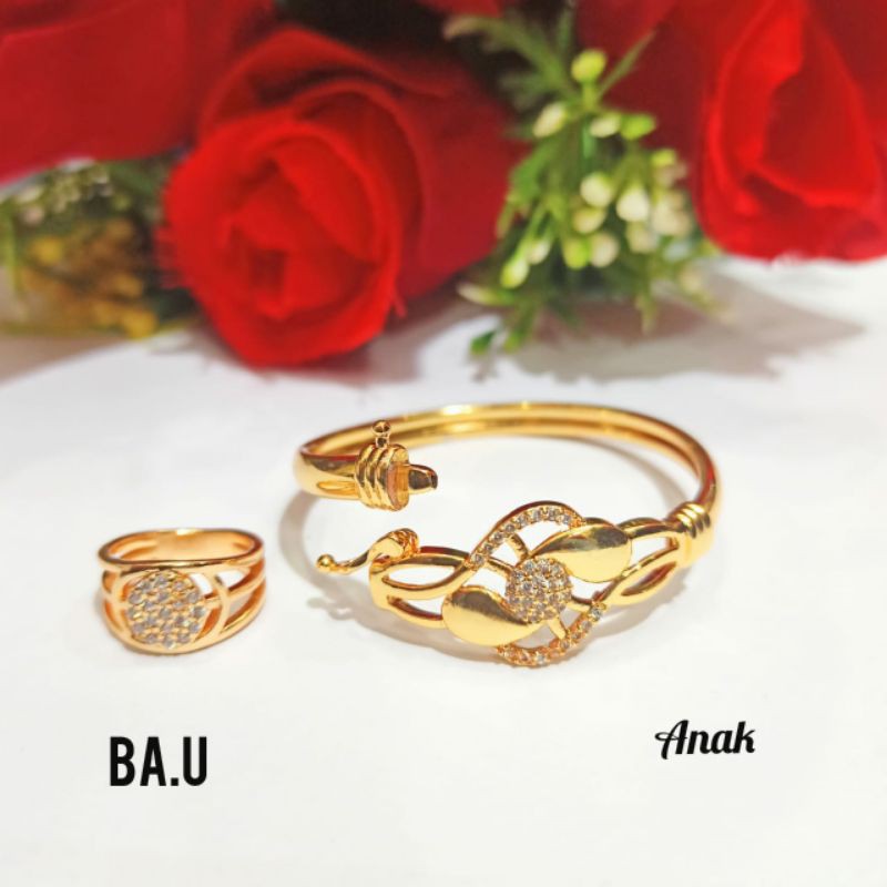 Fourfashion Gelang Anak bangle Motif Bulat+Cincin Bulat Permata PD176