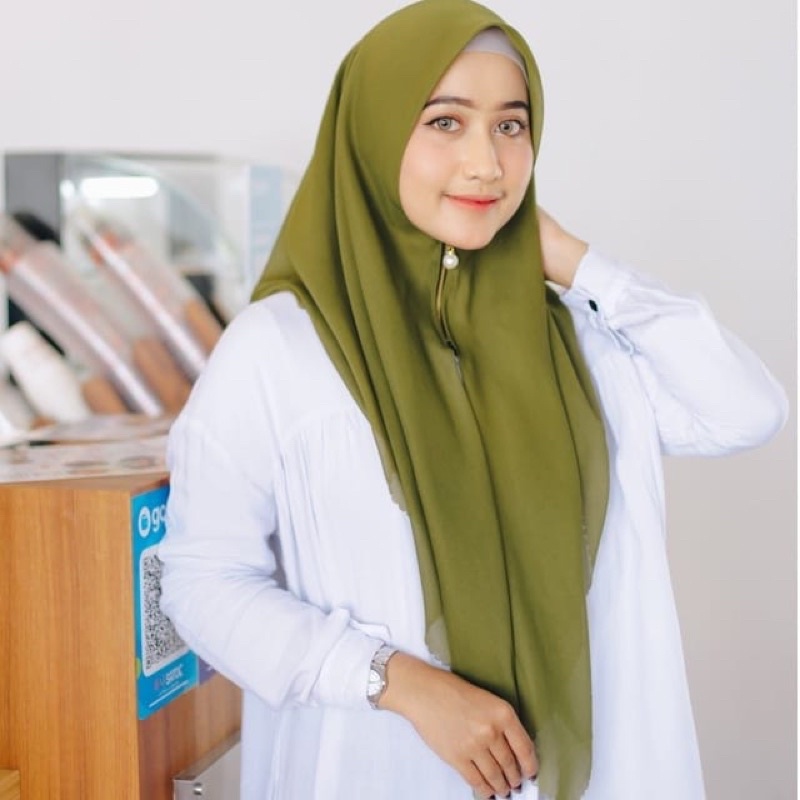 Hijab Segitiga Instan Zipper Polycotton Lasercut