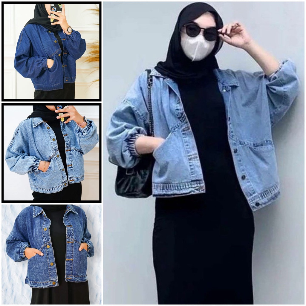 JKFashion - ZFS Jaket Jeans Polos / Vintage Oversize Jacket / Jaket Oversize / Jaket Tangan karet / Jaket Kantong Depan / Jaket Denim / Jaket Jeans Kekinian / Jaket Denim Terbaru / Atasan Wanita Muslimah / Atasan Wanita Hijab / Atasan Wanita Terbaru-Vintage Black Snow