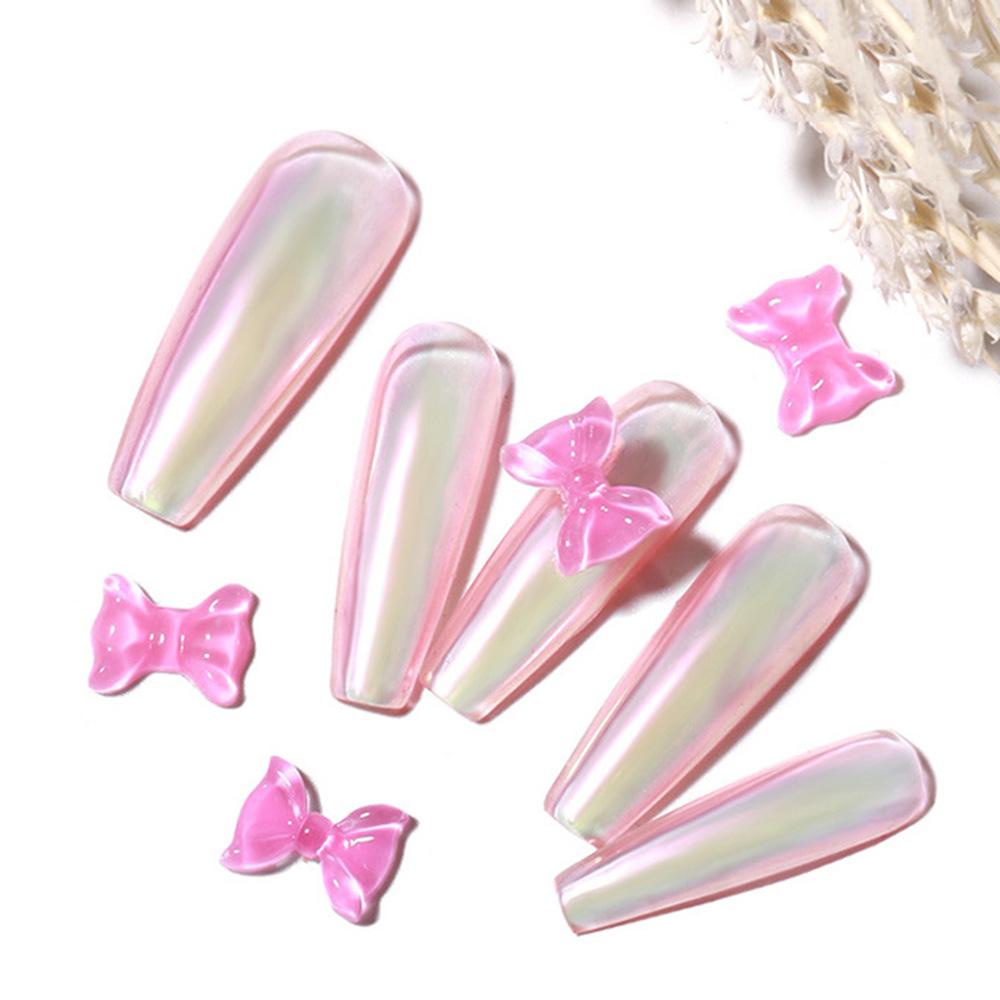 AUGUSTINA Agustina Ikatan Simpul 3D Dekorasi Nail Art Warna Permen Dapat Ditekuk Nail Art Berlian Lembut DIY Manicure Aksesoris