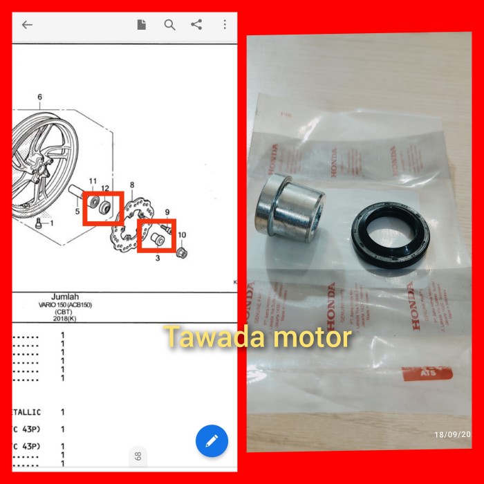 BOS BOSH RODA DEPAN BAGIAN KIRI PLUS SEAL DEBU VARIO 125 FI HELMIN