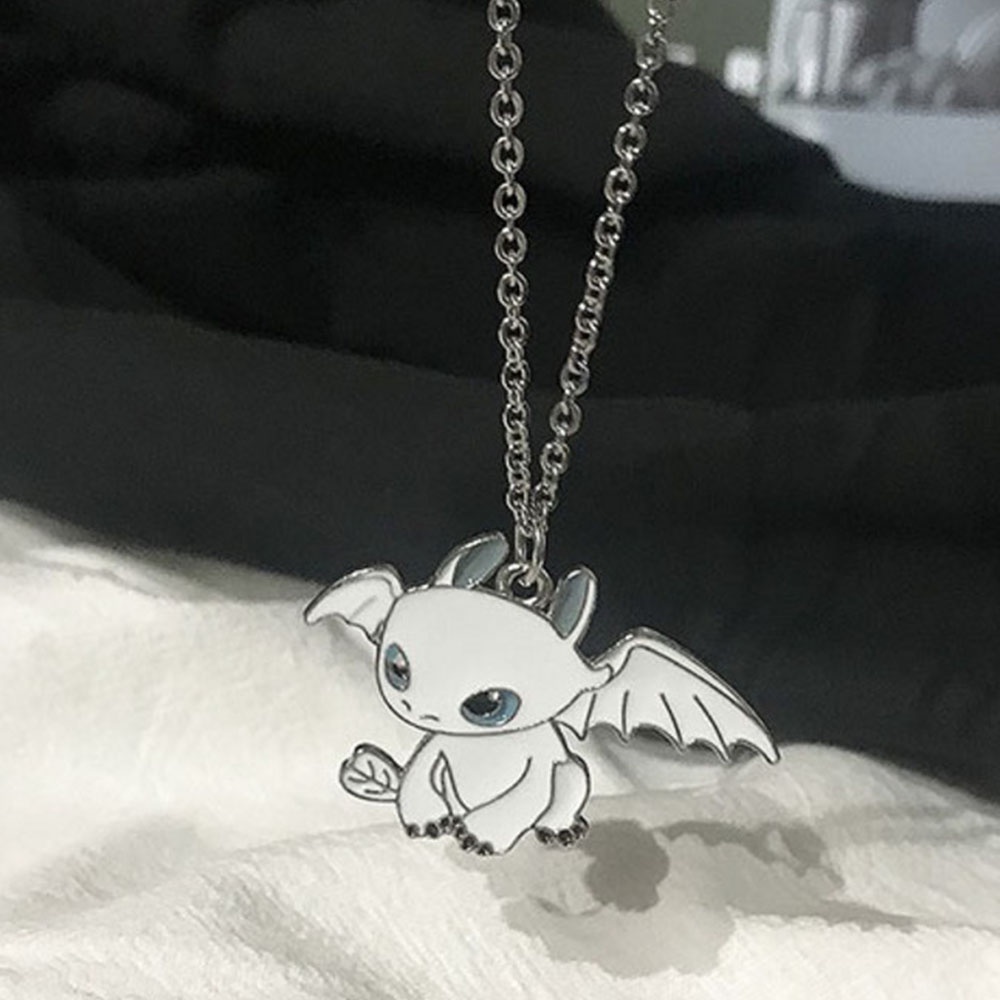 【COD Tangding】Cartoon Black and White Night Fury Double Dragon Necklace and Instagram Personality Couple Pendant