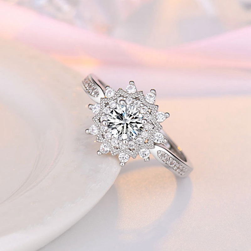 Cincin Silver 925 Hias Kristal Berlian Untuk Wanita