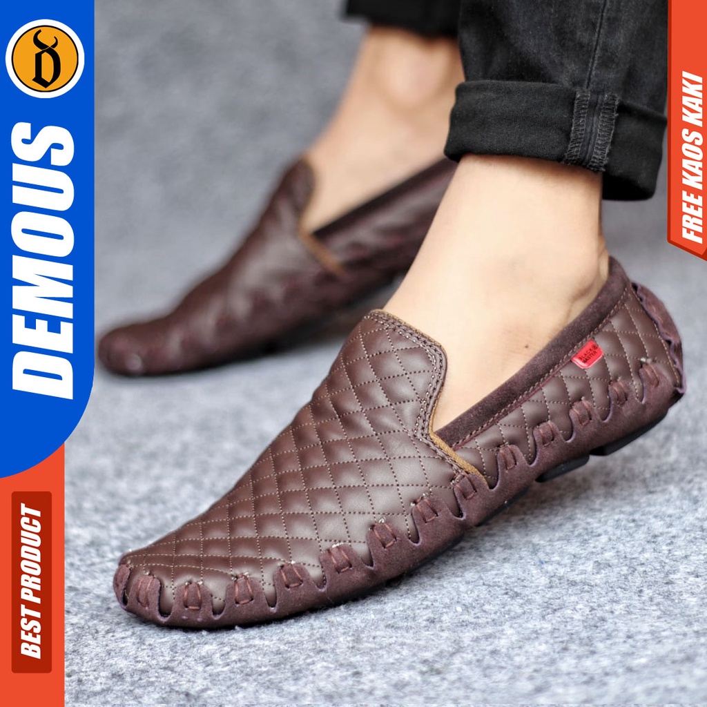 DEMOUS JIRAGA Sepatu Casual Slip On Kulit Asli Kerja Pria