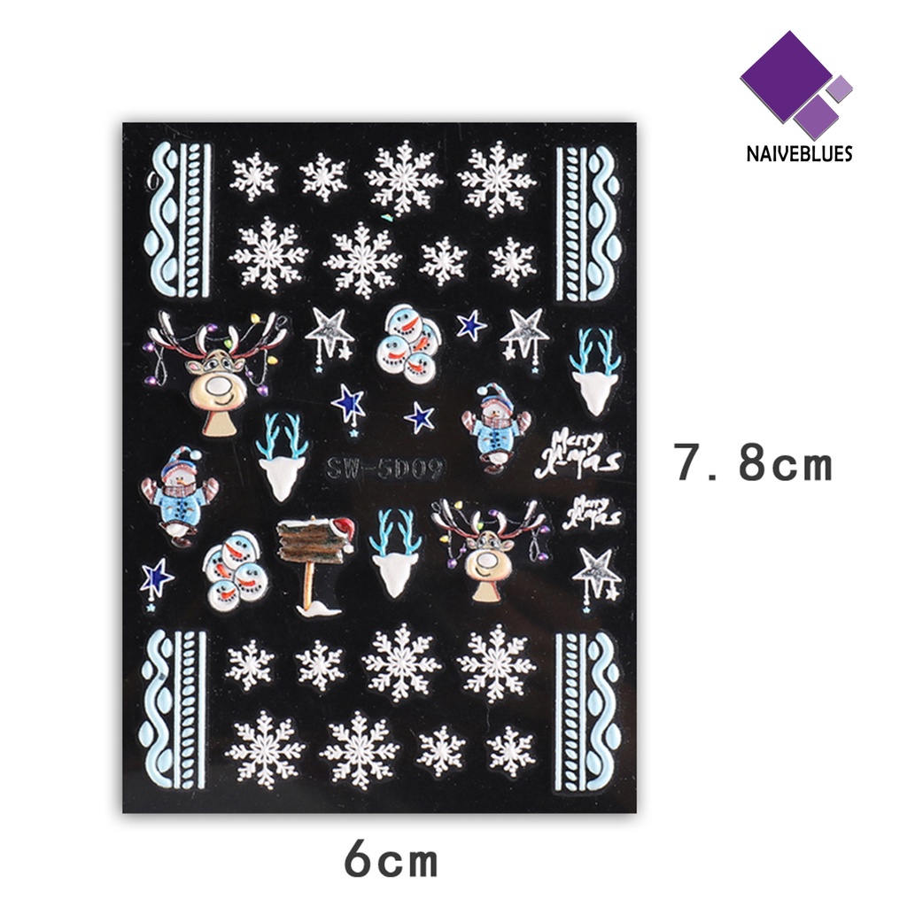 Naiveblue &gt; Stiker Kuku Motif Natal Tahan Air / Pudar Untuk Nail Art / Manicure DIY