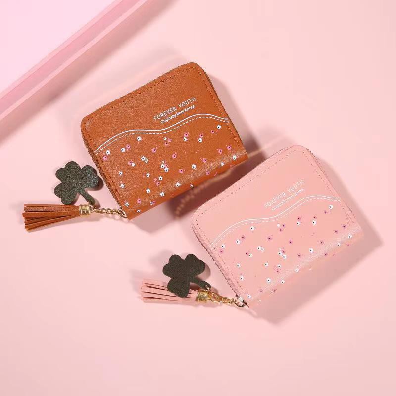 Alibaba1688 Dompet Koin/Uang Kertas Mini Wanita Motif Flower Free gantungan Cute Import