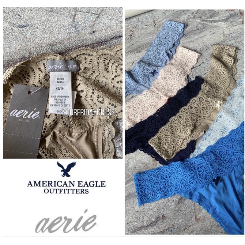 Aerie Eyelash Lace Thong Underwear CD celana dalam american eagle sexy tanga original jastip sisa ex