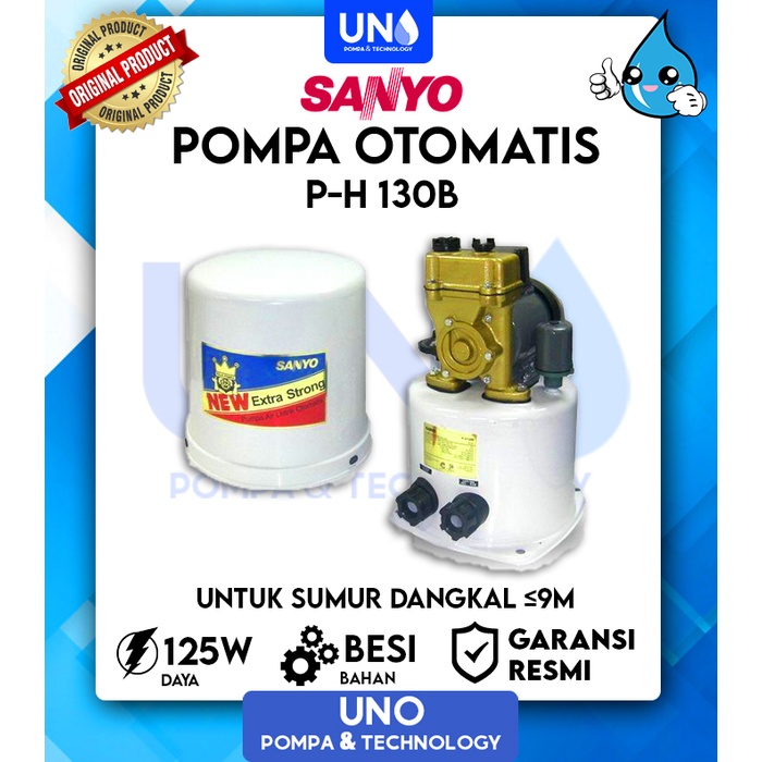 Sanyo Pompa Air Sumur Dangkal Auto Otomatis PH 130 B / PH-130 B / PH130B