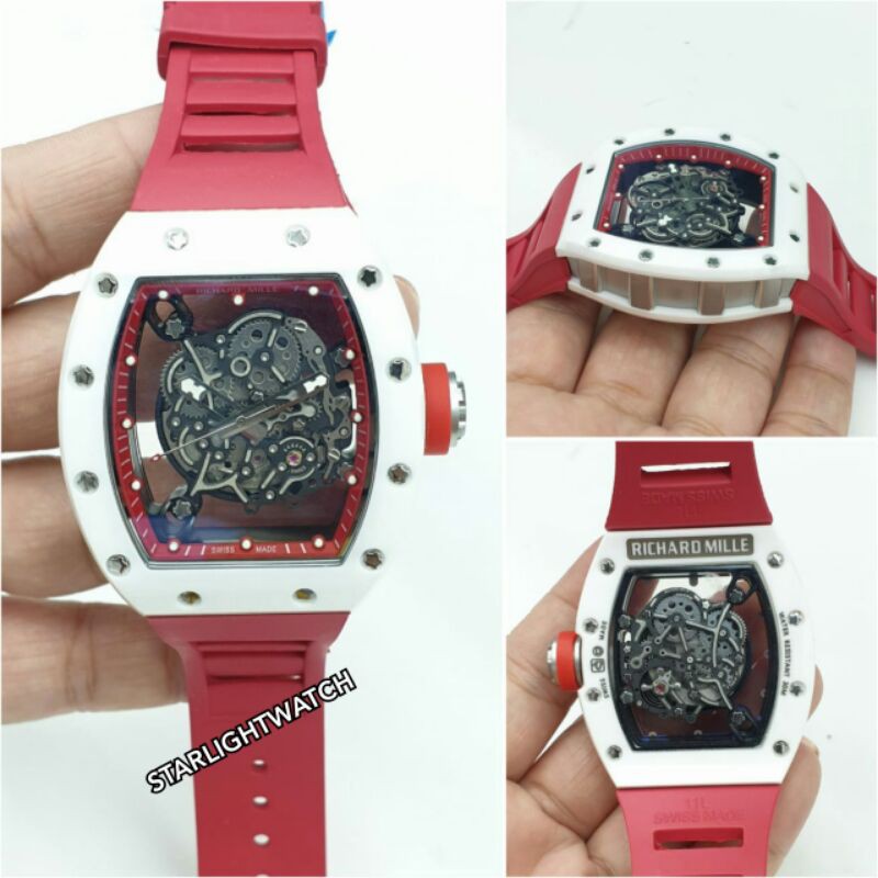 JAM TANGAN PRIA RM AUTOMATIC RING KERAMIK BODY SILVER