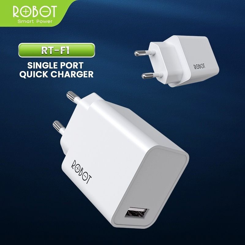 (ROBOT RTF-1) Kepala Charger 18W Adapter Single Port Quick Charge 3A Qualcomm 3.0