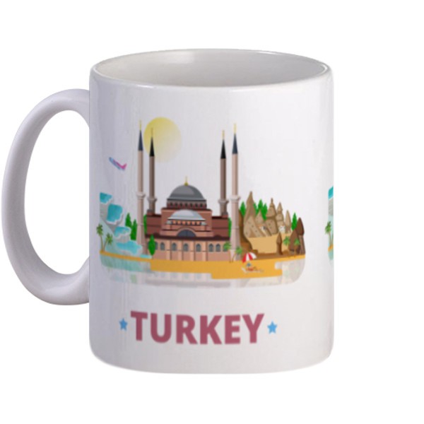 GRANDSALE Mug Turki Turkey Mug Negara Mug Kota Mug Souvenir Kado Premium 325ml Gagang Polos