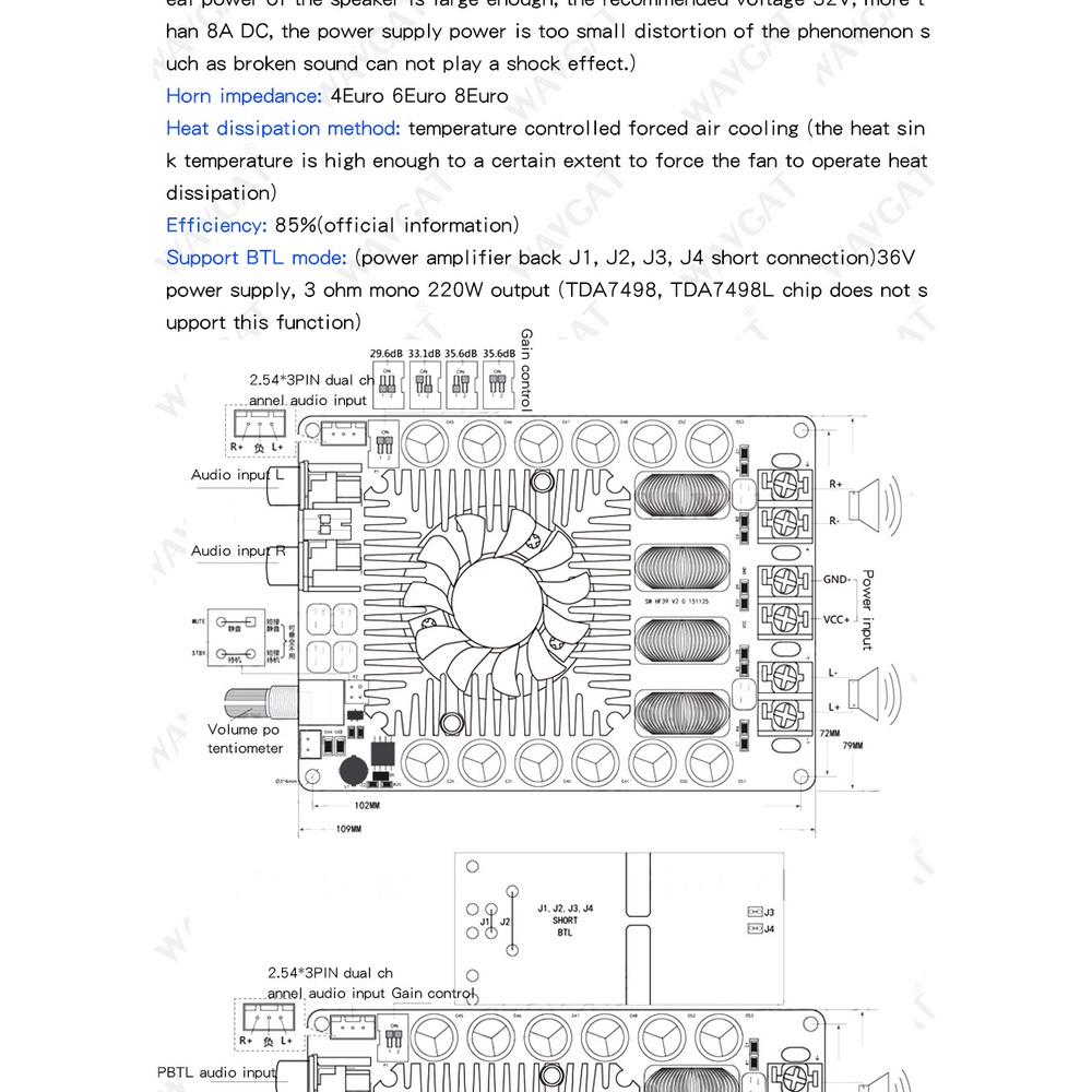 TDA7498E Daya Tinggi Digital Power Amplifier Papan 2.0HIFI Stereo Daya Tinggi 160W * 2 Dukungan BTL220W Kit Power Amplifier