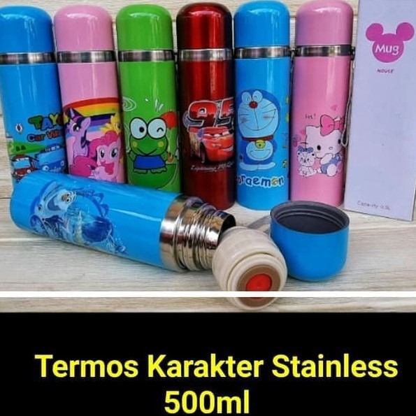 [TERBARU DI INDONESIA]  BOLEH PILIH MOTIF! TERMOS GLOSY MICKEY MOUSE AIR PANAS DINGIN FREE BUBBLE