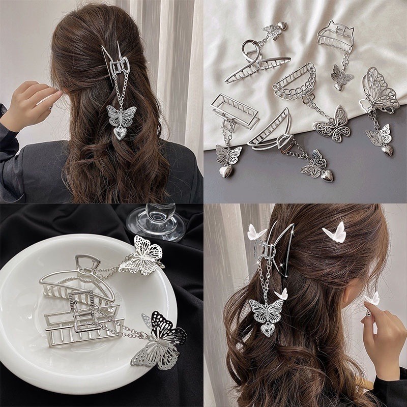 Jepit Rambut Model Butterfly Rumbai Bahan Metal Gaya Korea Untuk Wanita