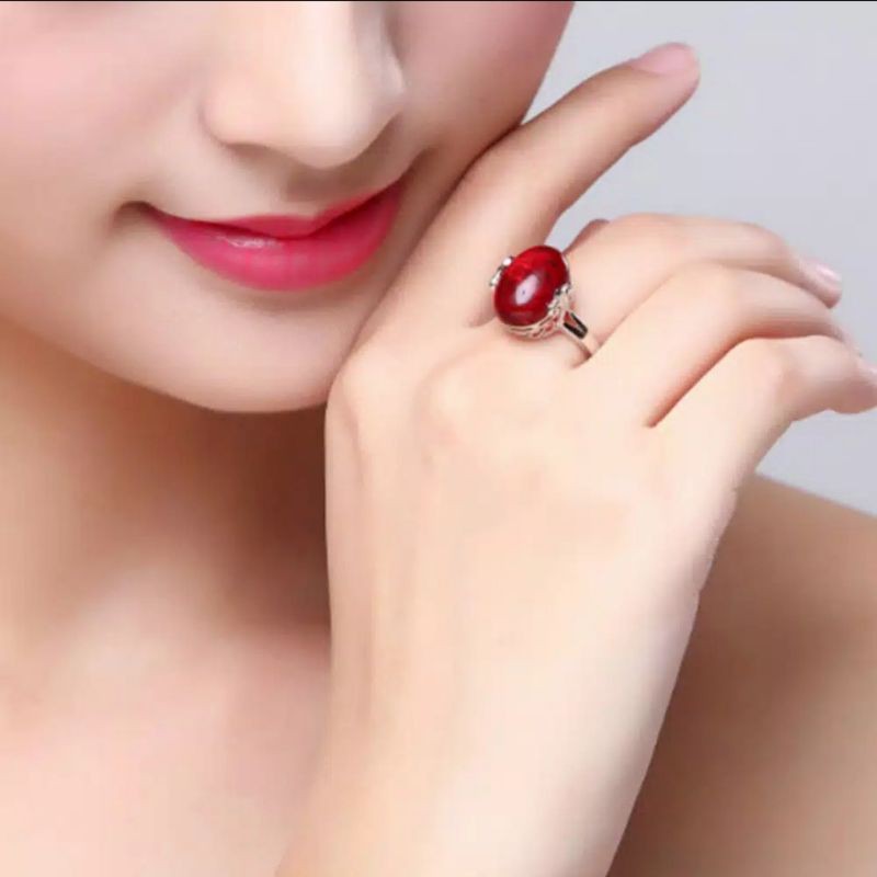 cincin 4 Warna Disesuaikan 925 Perak Berkilau Alami Cincin Batu Permata Safir Merah Delima Bubuk