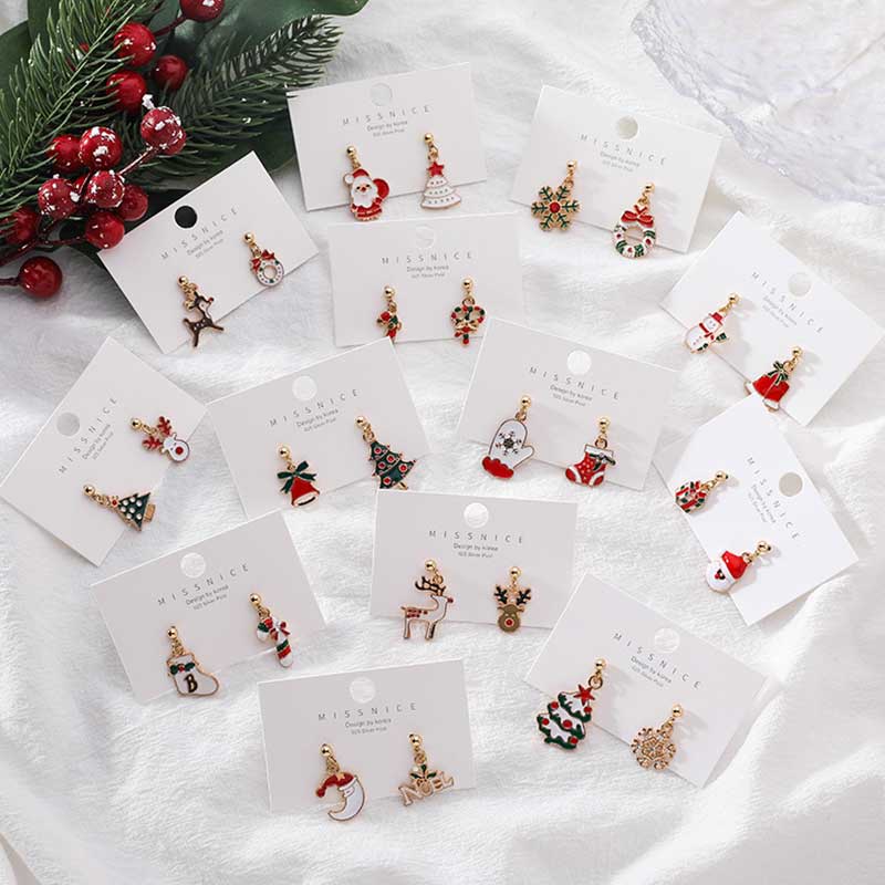 XiaoboACC Anting Tusuk Sterling Silver 925 Model Lonceng / Kaos Kaki Natal Untuk Wanita