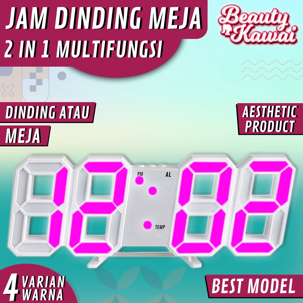 Jam Dinding Meja USB 3D Alarm Digital 2in1 Multifungsi Gantung