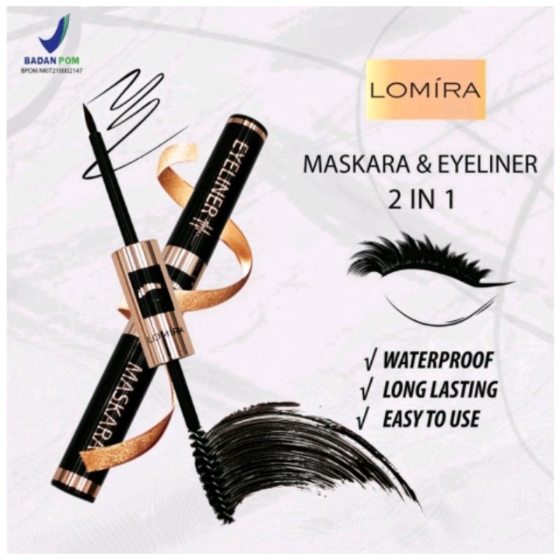 Lomira Maskara &amp; Eyeliner 2 in 1 Mascara dan Eye Liner