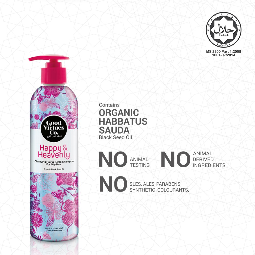 Good Virtues Co Clarifying Hair & Scalp Shampoo For Oily Hair | Shampoo Rambut Rontok 300 ml-3