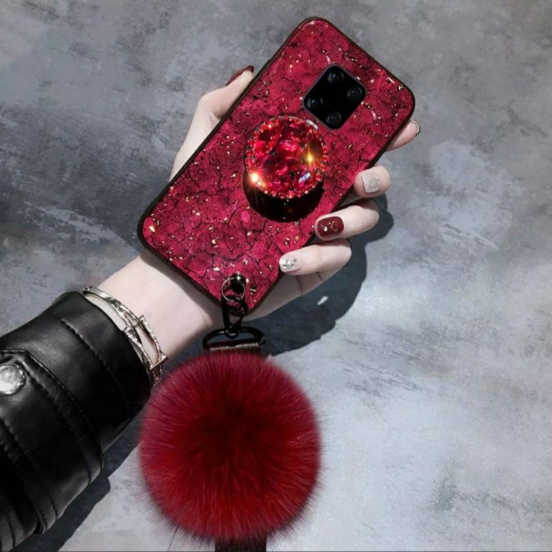 Case Xiaomi Redmi 9 / Note 9 / 9 Pro Softcase Luxury Marble Pompom Bola Bulu