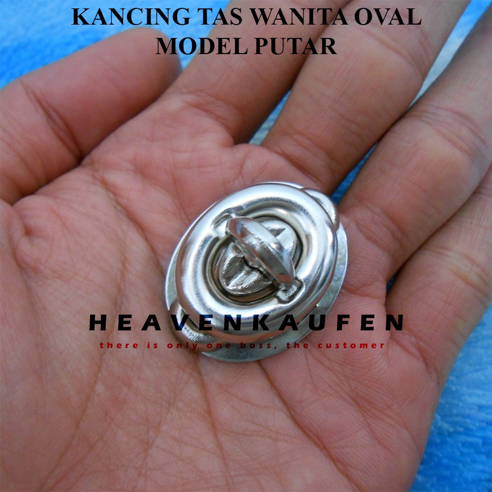 Kancing Tas Clutch Wanita Model Putar Bentuk Oval Nikel Silver