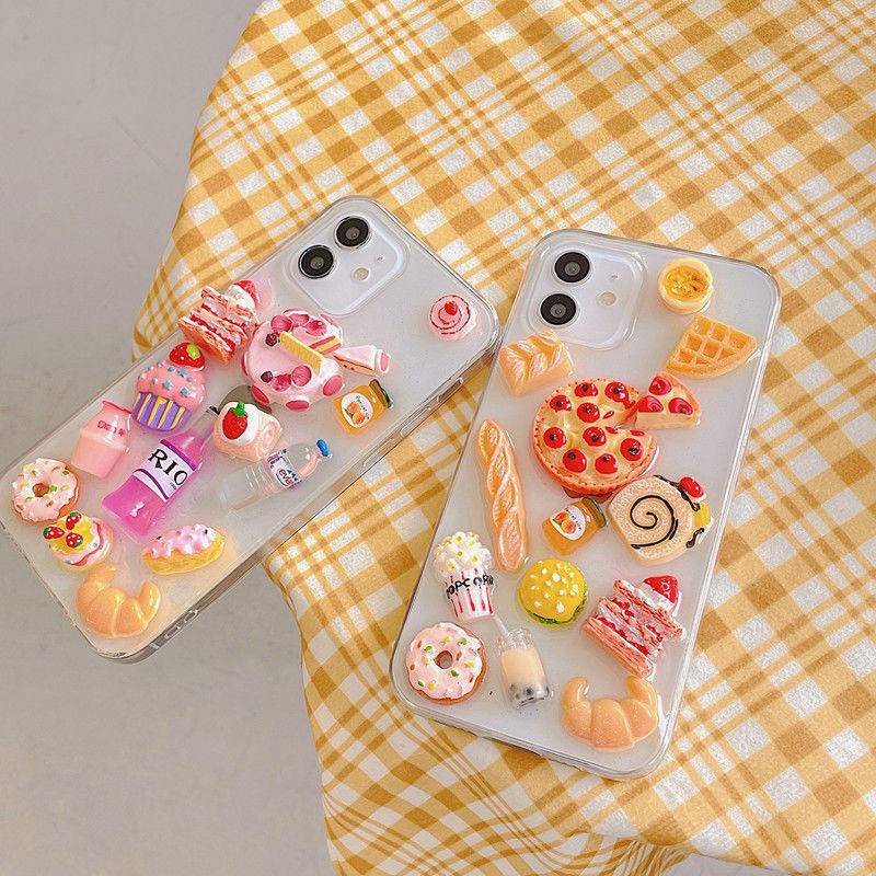 Case Pelindung Motif Makanan 3D Untuk iPhone 13 12 11 Pro MAX Mini X XS MAX XR SE 2022 2020 7 8 Plus