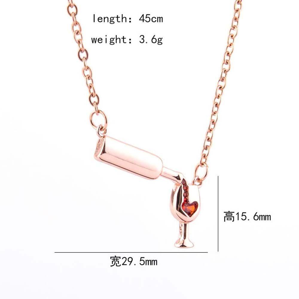 Needway Kalung Pesta Desain Unik Gelas Wine Warna Rose Gold Silver Hadiah Untuk Wanita Botol Kaca Alloy Liontin