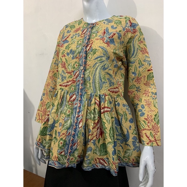 BAKDAN KLAMBI ATASAN BATIK KERJA BLUS BLOUSE BATIK KERJA KULIAH PRINTING BAHAN KATUN BATIK SOLO KEKI