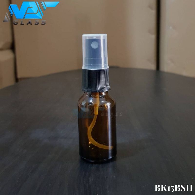 botol spray 15ml kaca coklat / amber - botol kaca 15ml tutup spray