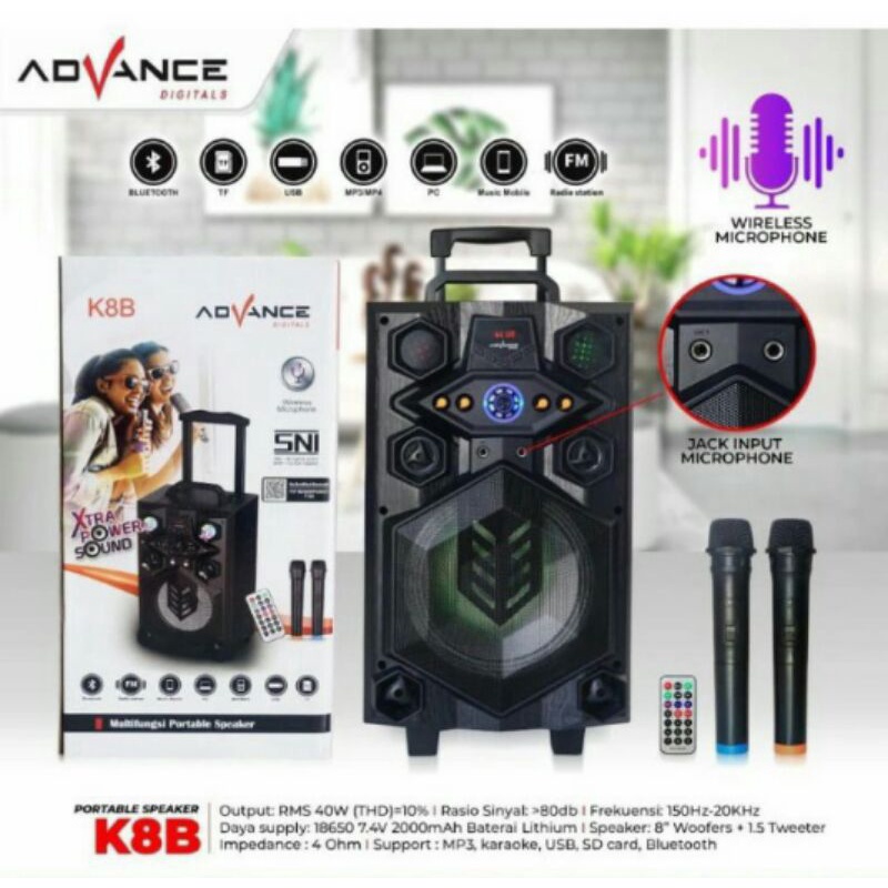 COD Speaker Koper Metting Advance Bluetooth Portable 8inch Mega Bass