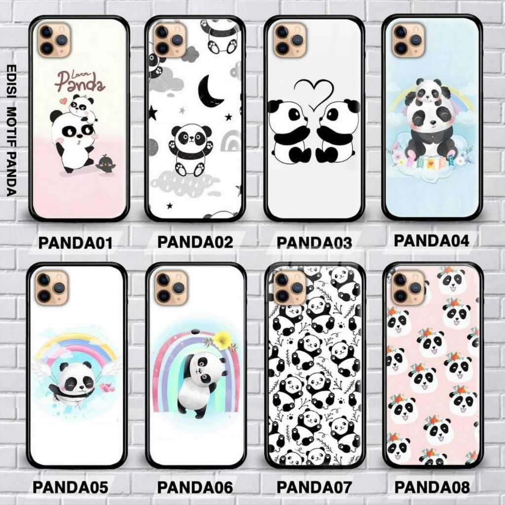 VIVO Y71 ,  Y81 , Y83 FINGER , Y91 / Y93 / Y95 , Y91C / Y93 PREMIUM CASE GLASS MOTIF PANDA